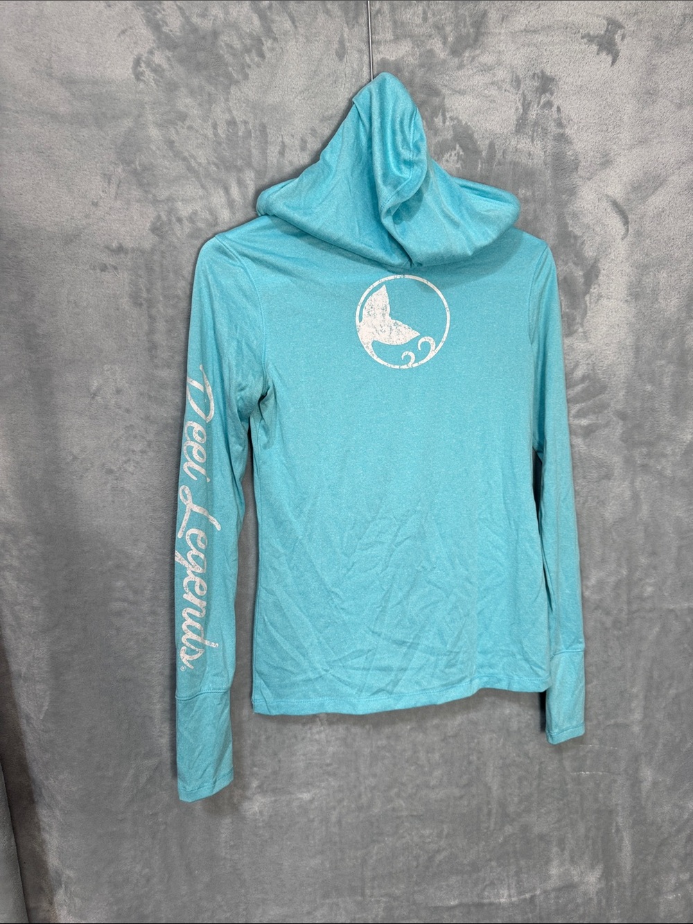 Deep Leggings Aqua Hooded Long Sleeve Top